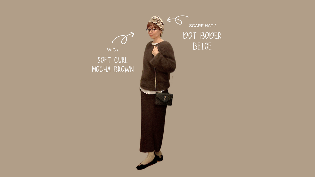 スカーフハット/Dot Border Beige