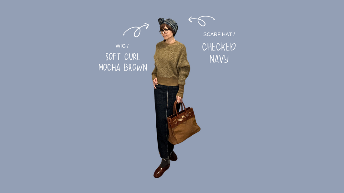 スカーフハット/Checked Navy