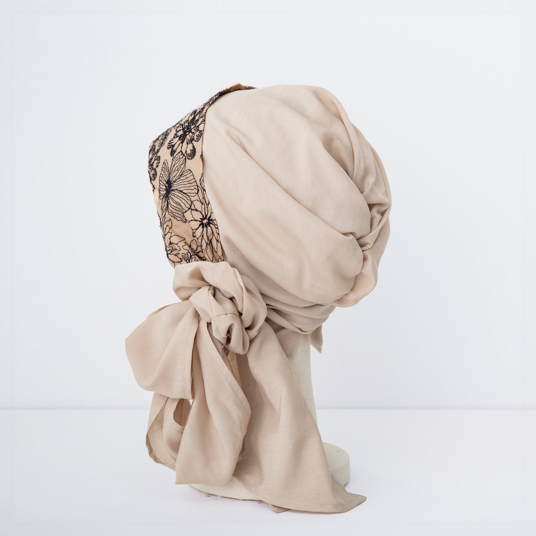 SCARF HAT (M) / Flower-Beige – BAREN（バレン）