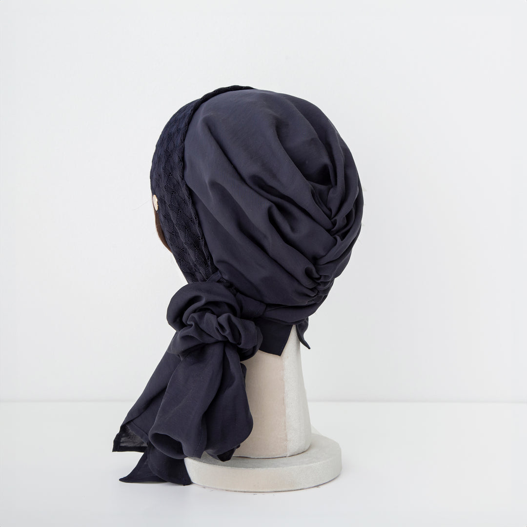 SCARF HAT KnitLace-Navy BAREN バレン ケアウィッグ SCARF HAT (M) / KnitLace-Navy – BAREN（バレン）