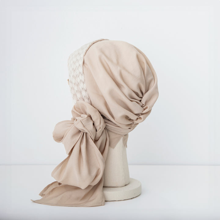 SCARF HAT (M) / KnitLace-Beige – BAREN（バレン）