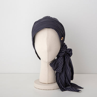 SCARF HAT (M) / Stripe-Navy