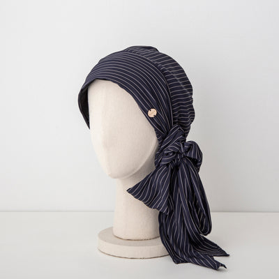 SCARF HAT / Stripe-Navy