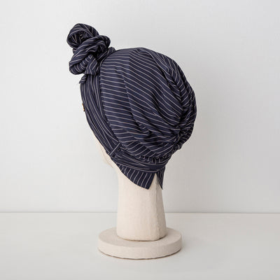 SCARF HAT / Stripe-Navy