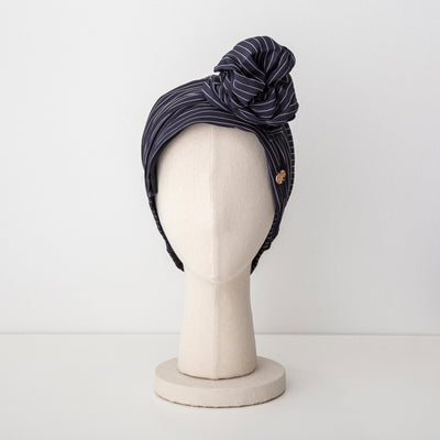 SCARF HAT (M) / Stripe-Navy