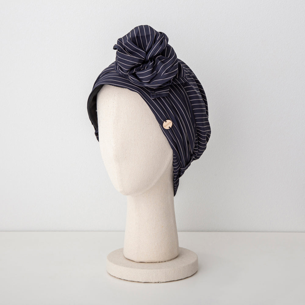 SCARF HAT / Stripe-Navy