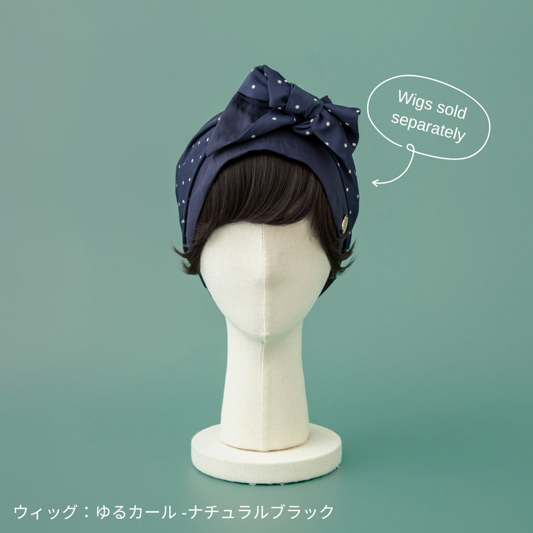 SCARF HAT (M) /  Dot-Navy