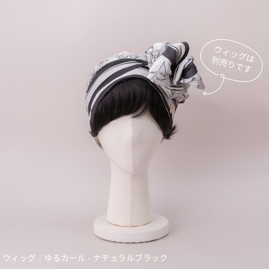 SCARF HAT (M) / Botanical-Navy