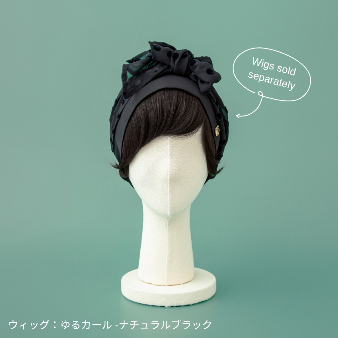 SCARF HAT (M) /  Dot Chiffon-Black