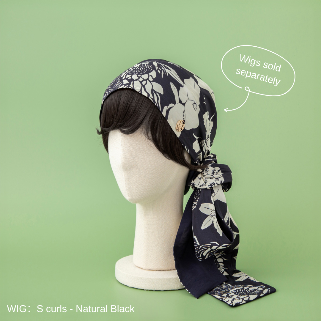 SCARF HAT (M) / Botanical-Navy – BAREN（バレン）