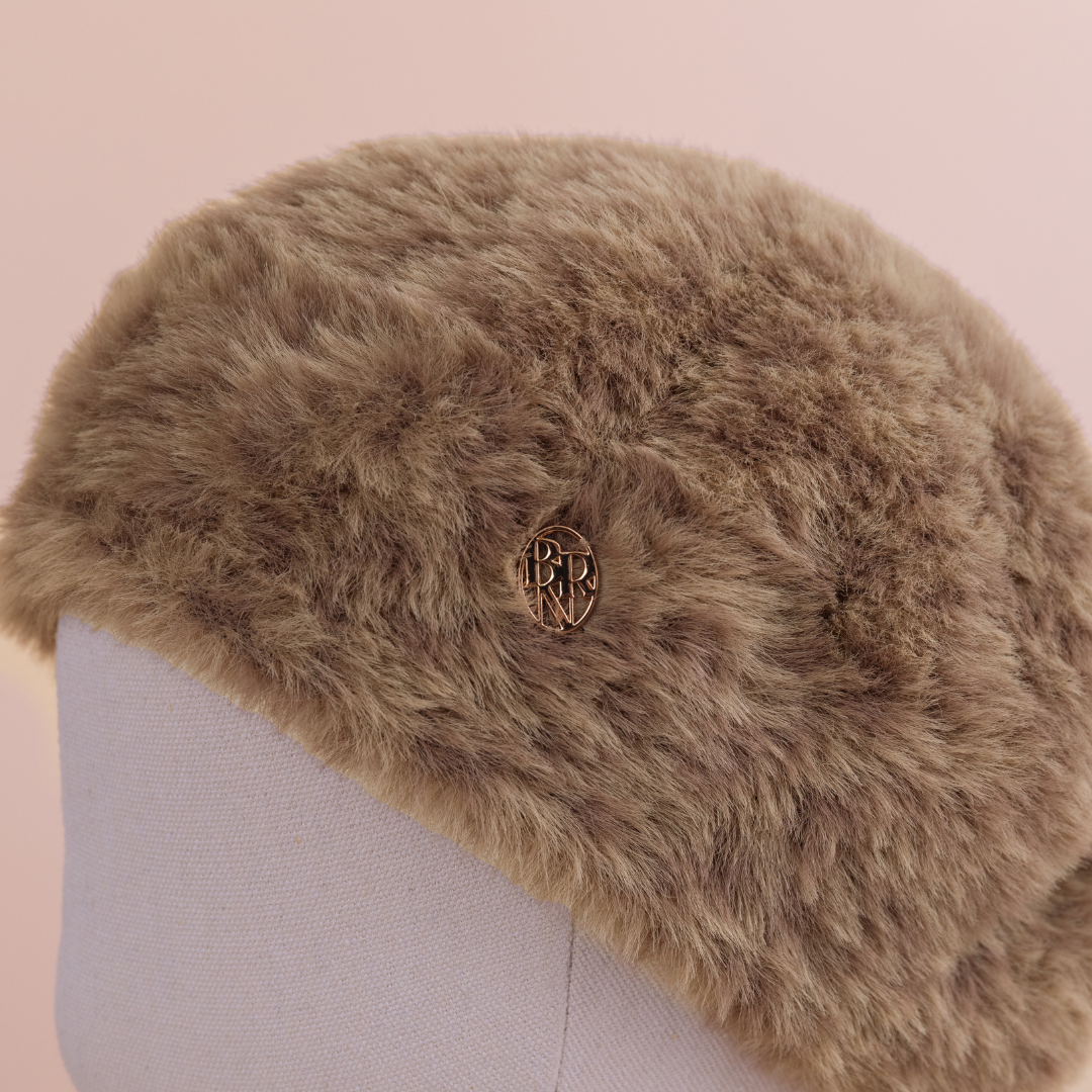 BERET/ Shaggy leopard-mocha