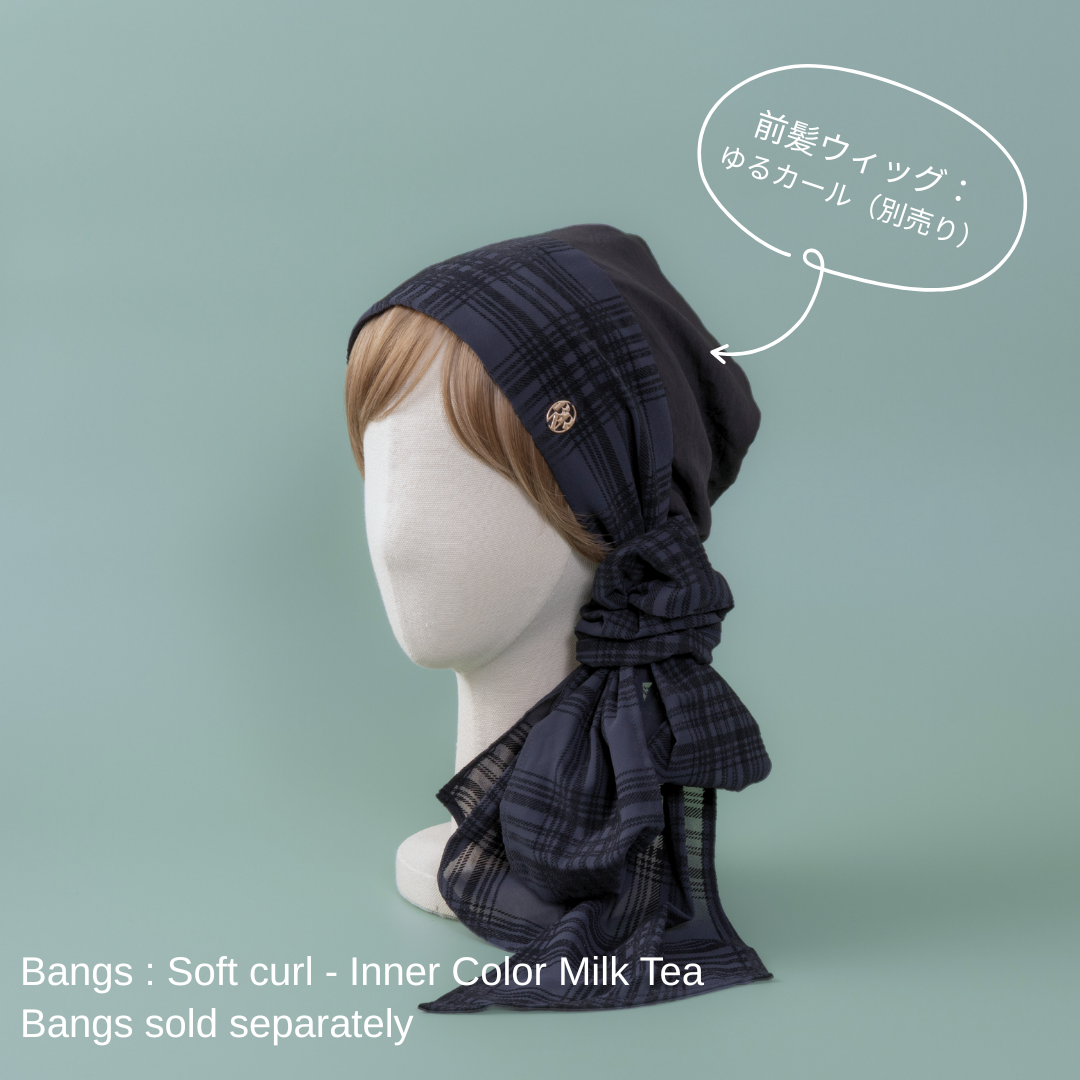 SCARF HAT (S) / Checked Chiffon - Black – BAREN（バレン）