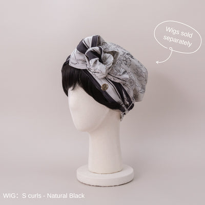 SCARF HAT (M) / Botanical-Navy