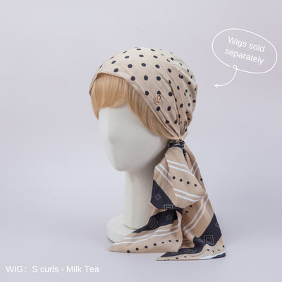 SCARF HAT (M) / Dot Border - Beige