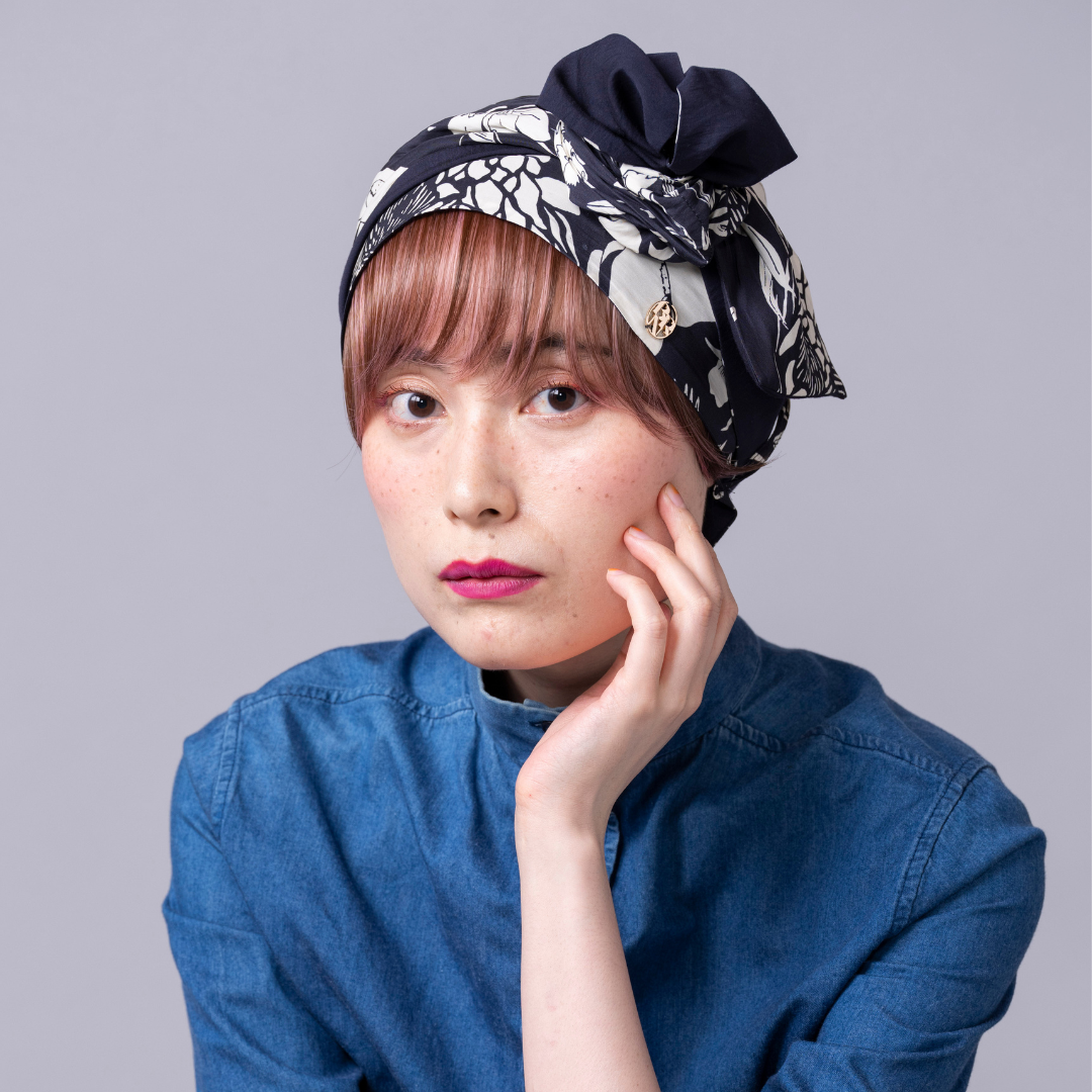 SCARF HAT (M) / Botanical-Navy – BAREN(バレン) SCARF HAT (M) / Botanical-Navy – BAREN(バレン)