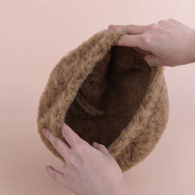 BERET/ Shaggy leopard-mocha