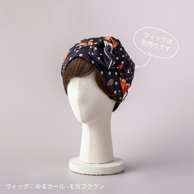 SCARF HAT (M) / Dot Border - Orange