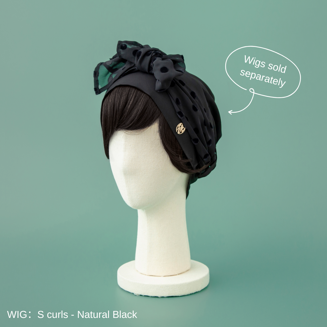 SCARF HAT (M) / Dot Chiffon-Black