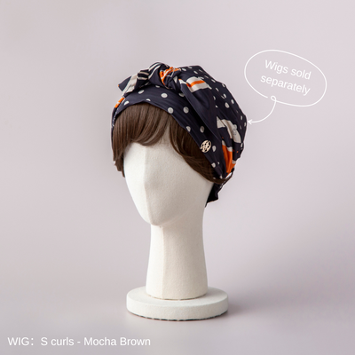 SCARF HAT (M) / Dot Border - Orange