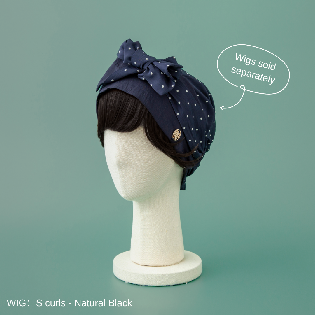 SCARF HAT (M) /  Dot-Navy