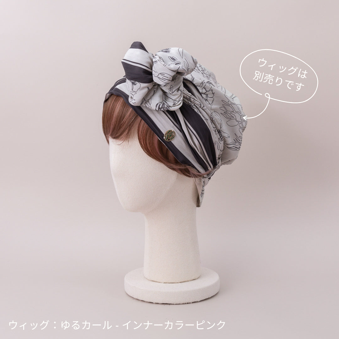 SCARF HAT (M) / Botanical-Navy