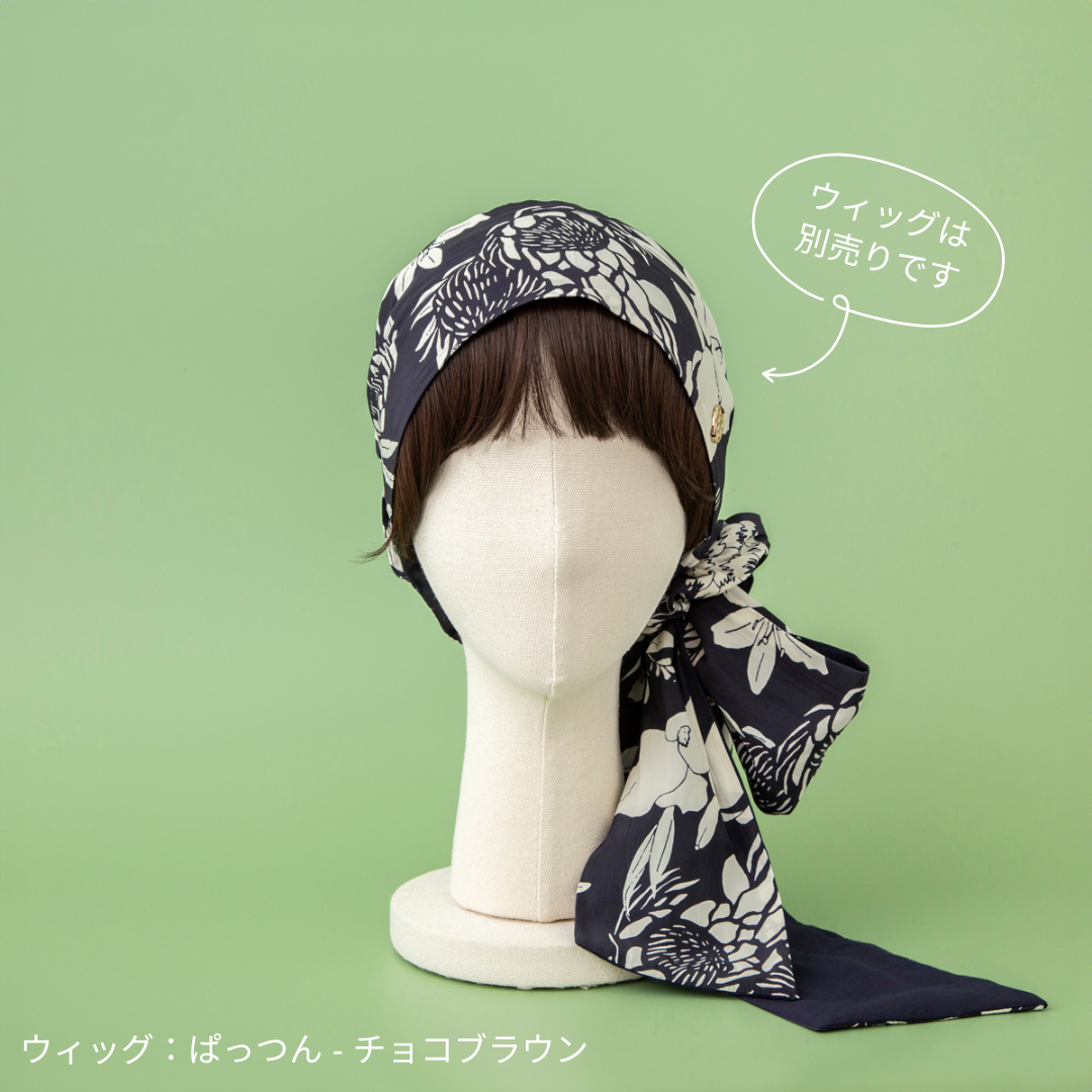 SCARF HAT (M) / Botanical-Navy