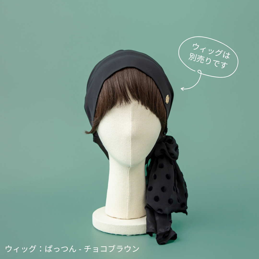 SCARF HAT (M) / Dot Chiffon-Black – BAREN(バレン) SCARF HAT (M) / Dot Chiffon-Black – BAREN(バレン)