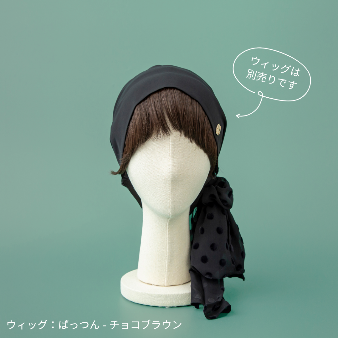 SCARF HAT (M) /  Dot Chiffon-Black