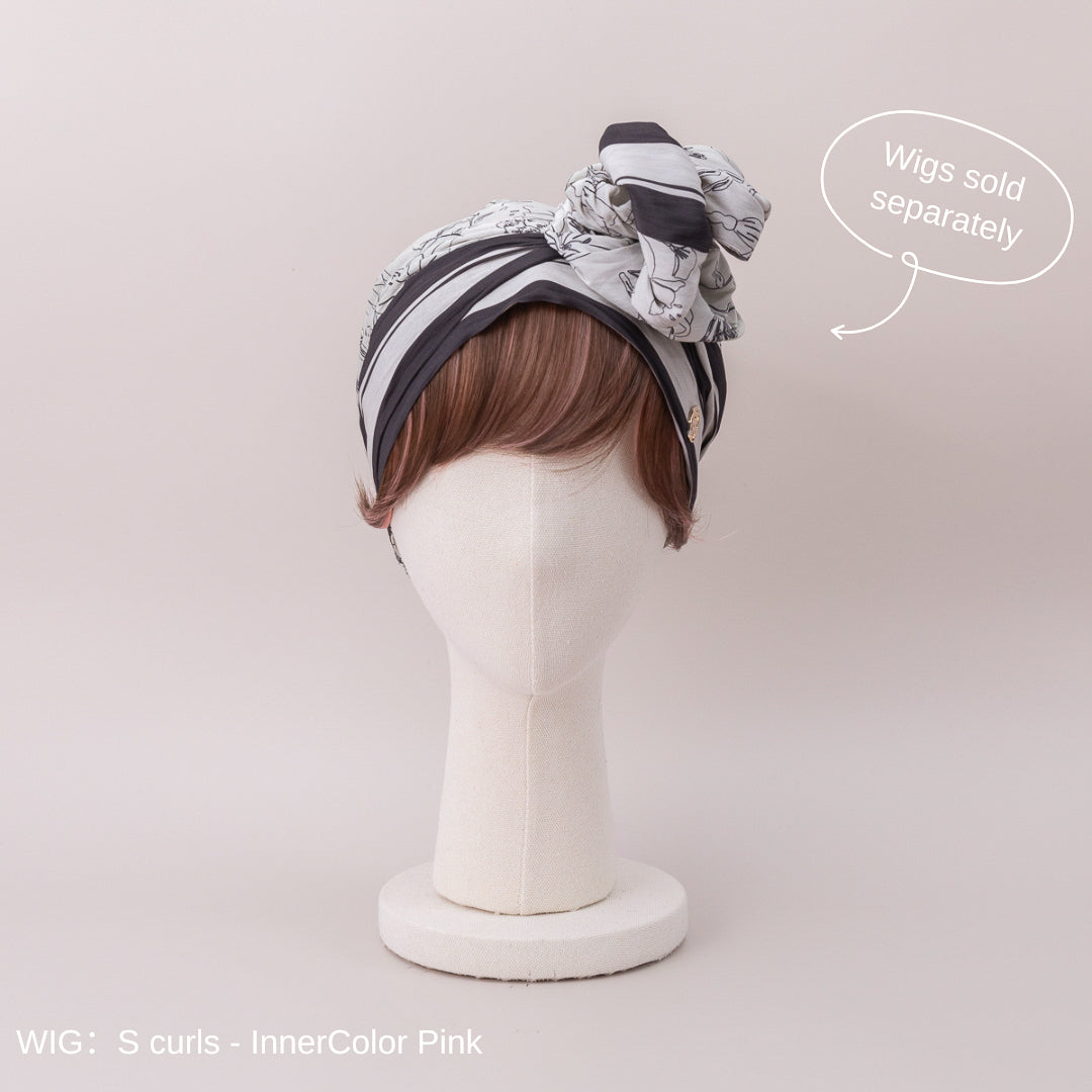 SCARF HAT (M) / Botanical-Navy