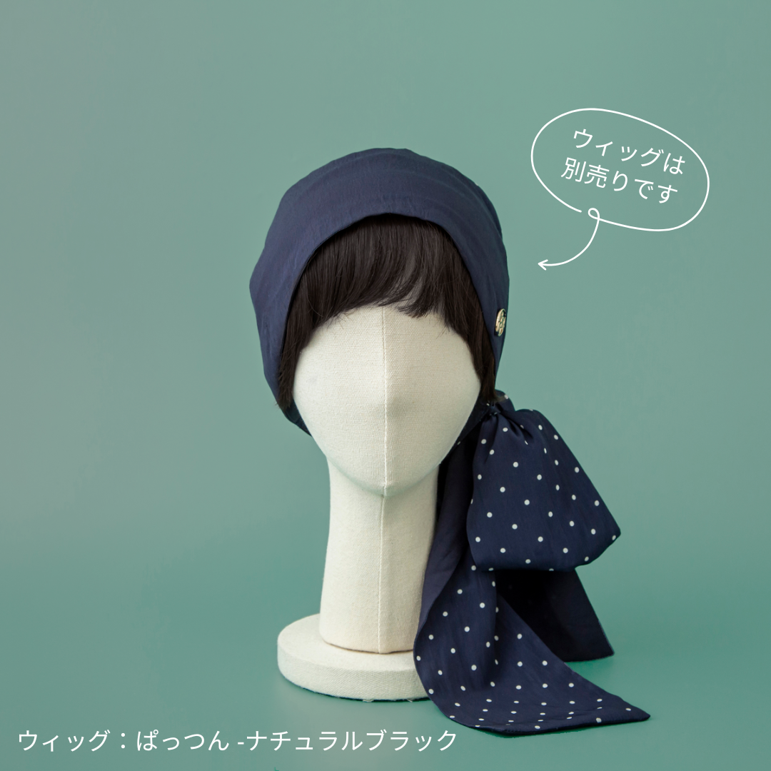 SCARF HAT (M) /  Dot-Navy