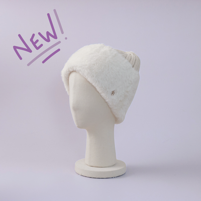 ホワイトリブ編みニット帽・ビーニー　BAREN BEANIE / Fur Knit - Ivory – BAREN（バレン）