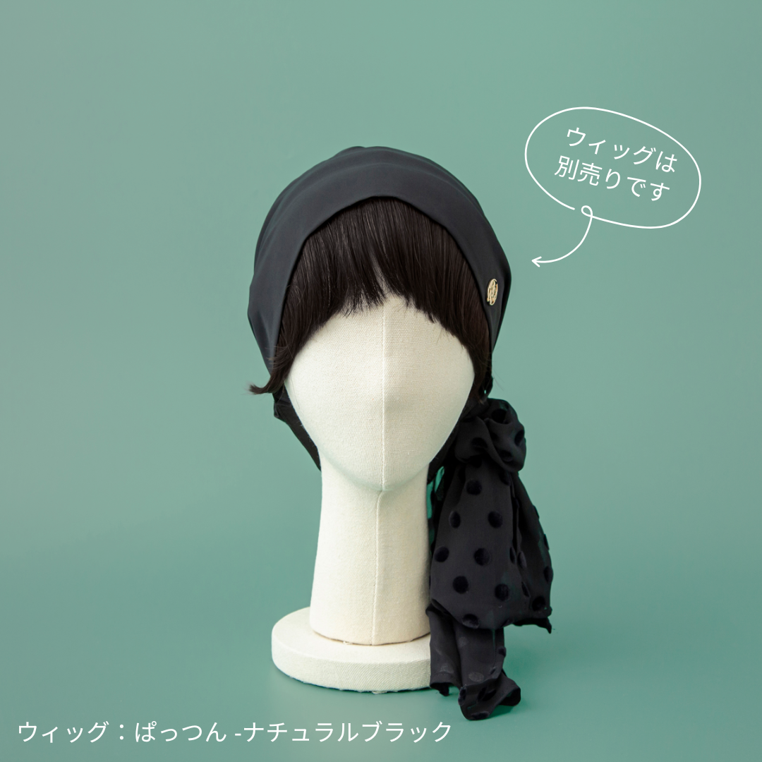 SCARF HAT / Dot Chiffon-Black – BAREN(バレン) SCARF HAT / Dot Chiffon-Black – BAREN(バレン)