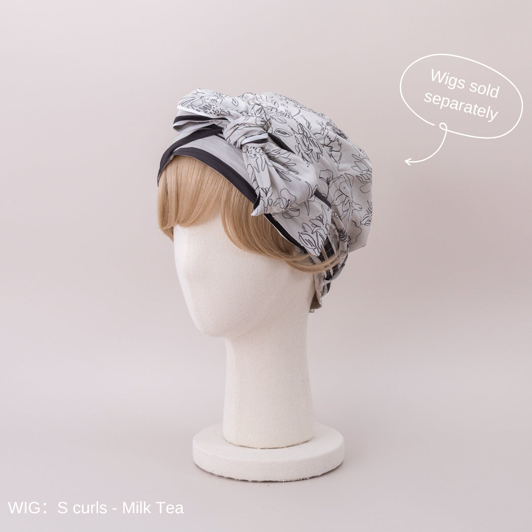 SCARF HAT (M) / Botanical-Navy