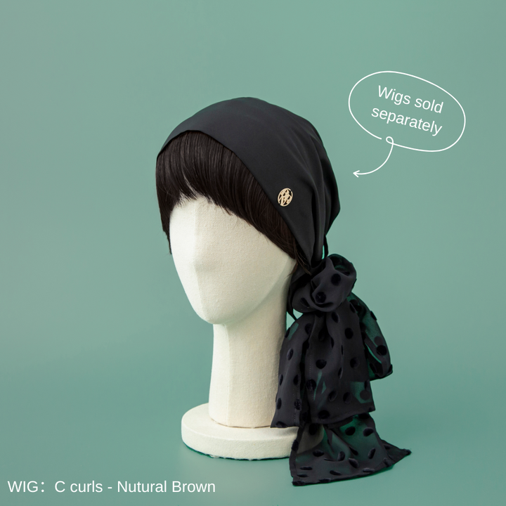 SCARF HAT / Dot Chiffon-Black – BAREN(バレン) SCARF HAT / Dot Chiffon-Black – BAREN(バレン)