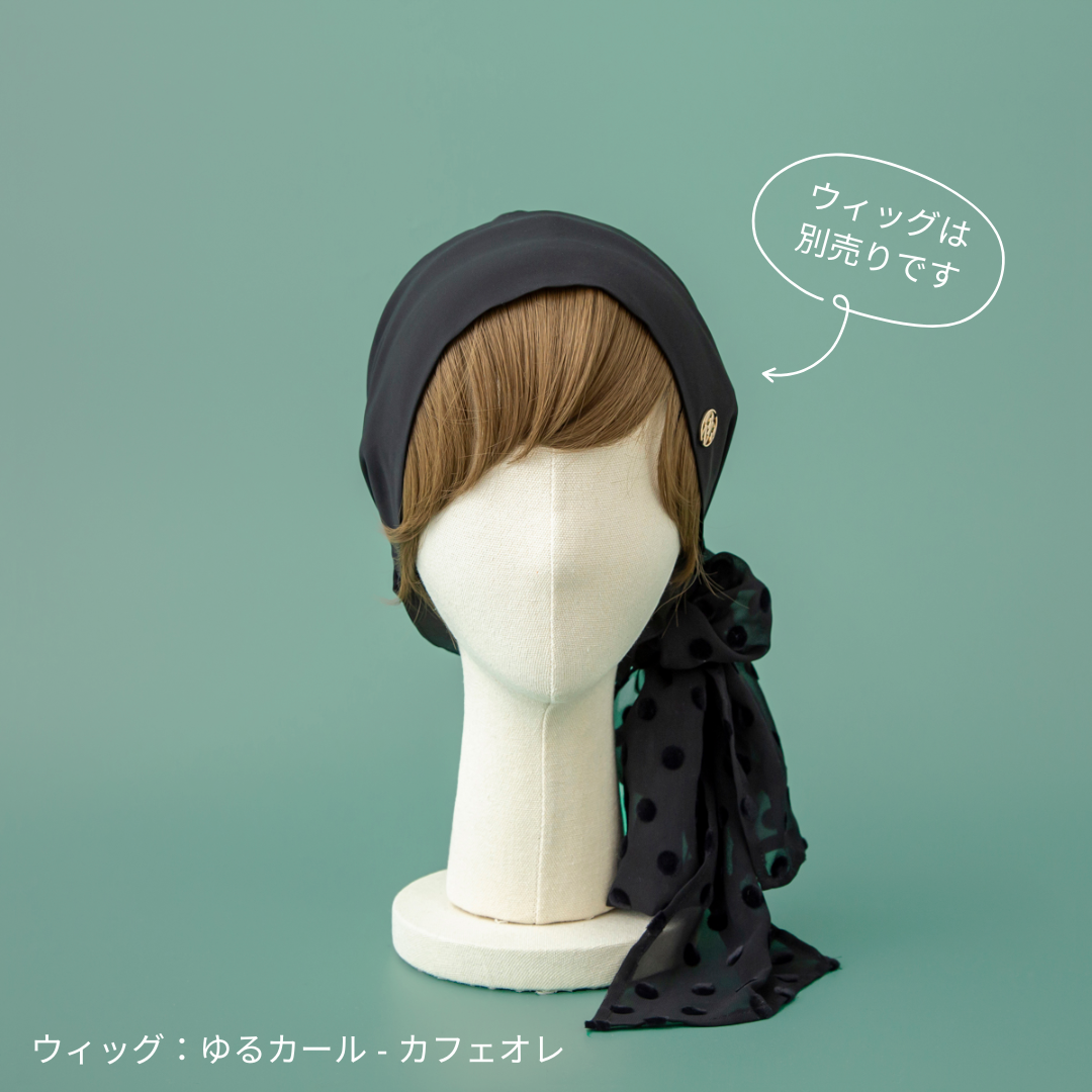 SCARF HAT / Dot Chiffon-Black – BAREN(バレン) SCARF HAT / Dot Chiffon-Black – BAREN(バレン)