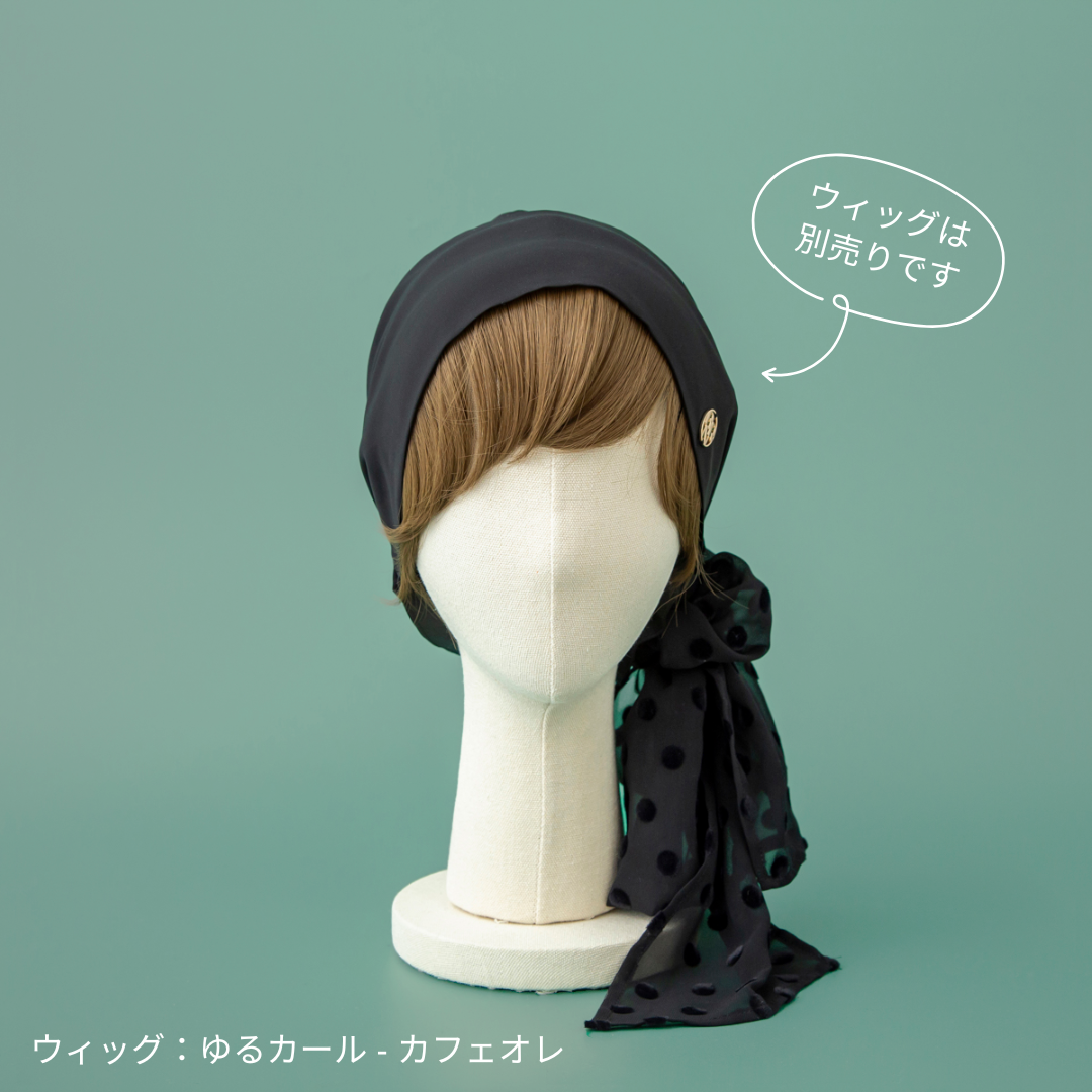 SCARF HAT (M) /  Dot Chiffon-Black