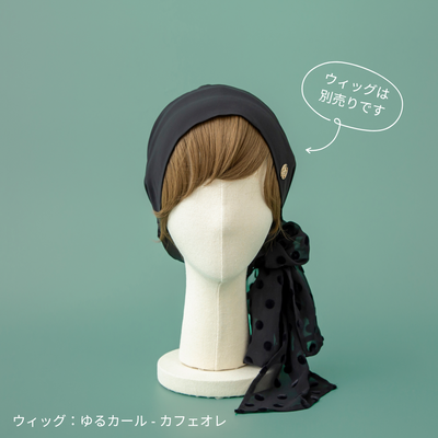 SCARF HAT (M) / Dot Chiffon-Black