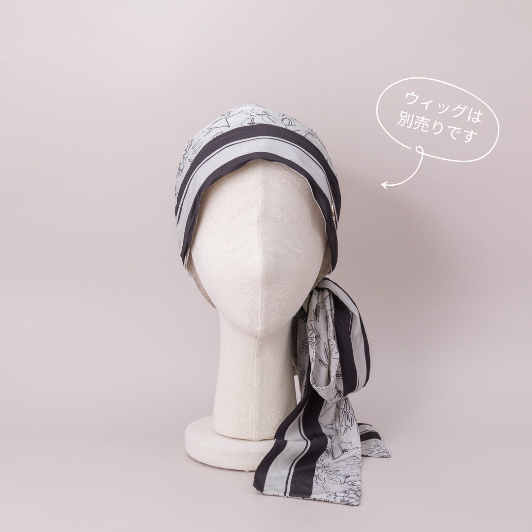 SCARF HAT (M) /  Botanical-Greige