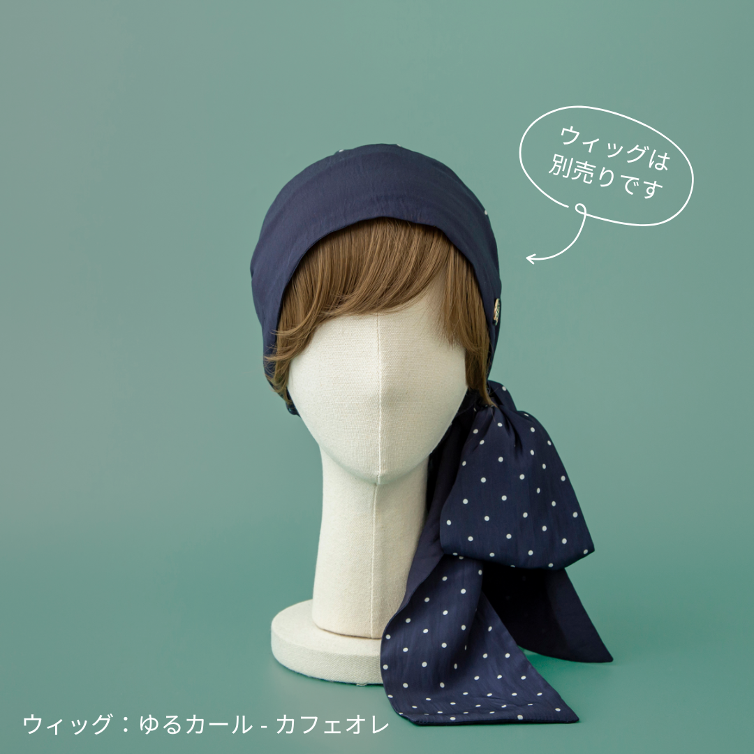 SCARF HAT (M) /  Dot-Navy