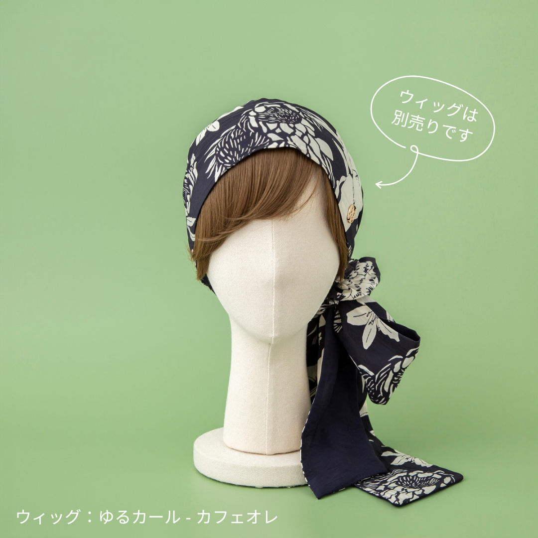 SCARF HAT (M) / Botanical-Navy