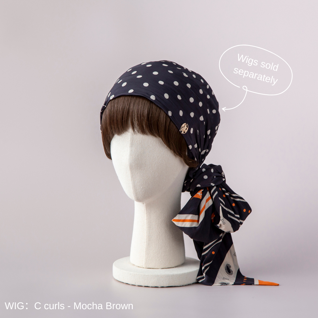 SCARF HAT (M) / Dot Border - Orange