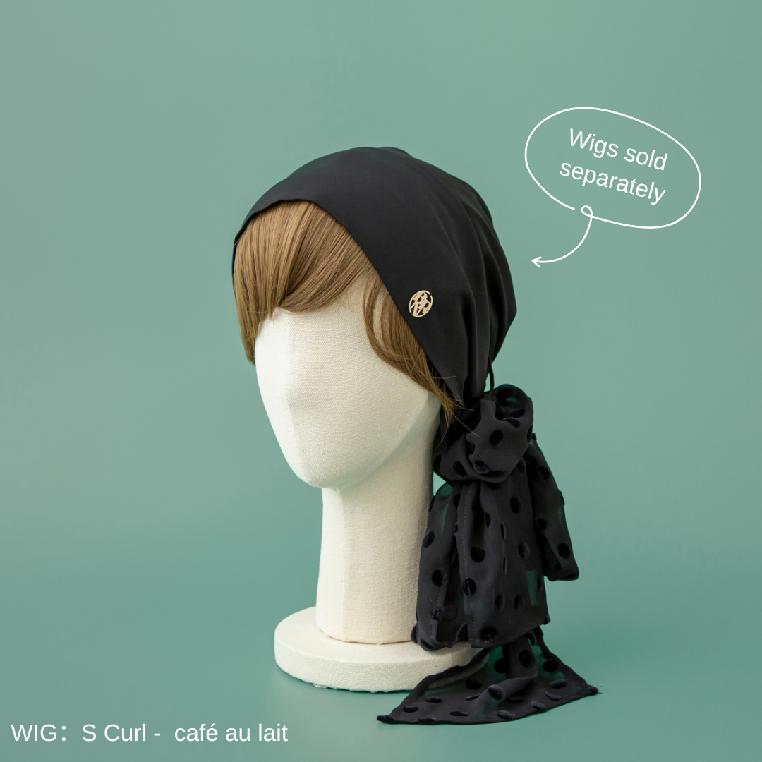 SCARF HAT (M) / Dot Chiffon-Black