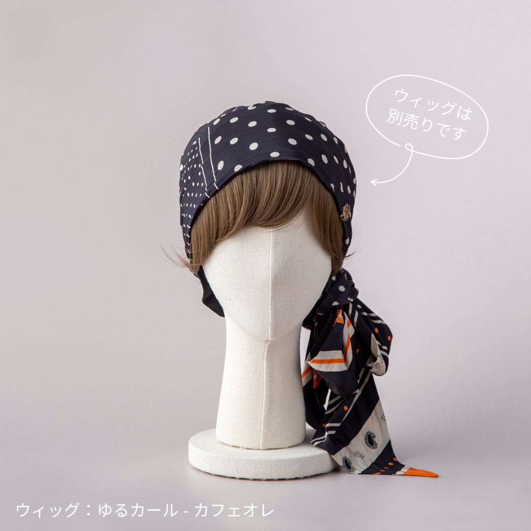 SCARF HAT (M) / Dot Border - Orange