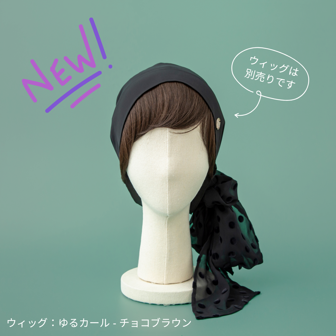 SCARF HAT (M) / Dot Chiffon-Black