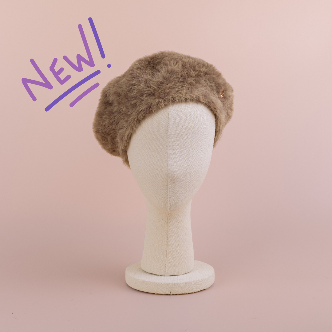 BERET/ Shaggy leopard-mocha