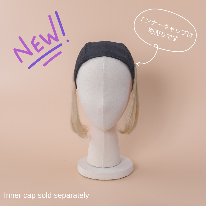 最終値下げ人毛100％インナーカラーデザインウィッグ 新品 ウィッグ ワンカール ボブ インナーカラー ブルー 自然 小