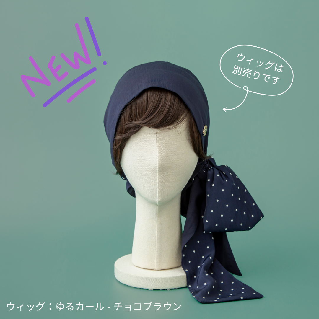 SCARF HAT (M) /  Dot-Navy