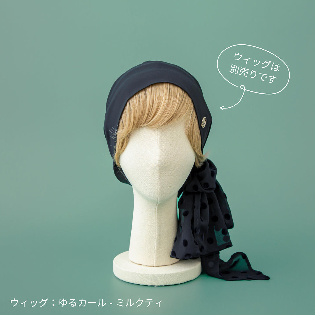 バレンBAREN  前髪ウィッグ2つSCARF HAT /Basic-Black SCARF HAT (S) / Dot Chiffon-Navy – BAREN（バレン）