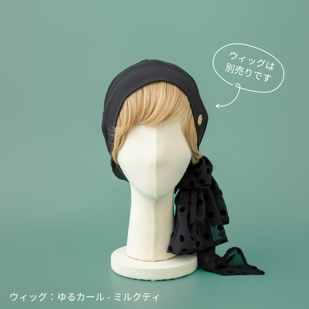 SCARF HAT / Dot Chiffon-Black – BAREN(バレン) SCARF HAT / Dot Chiffon-Black – BAREN(バレン)