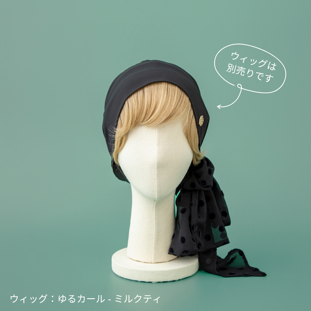 SCARF HAT (M) /  Dot Chiffon-Black